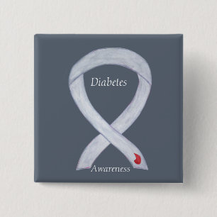 Diabetes Awareness Ribbon Customized Art Pin