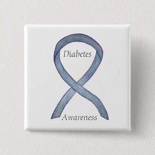 Diabetes Awareness Ribbon Customized Art Pin