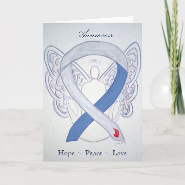 Diabetes Awareness Ribbon IDDM Angel Greeting Card (Front)