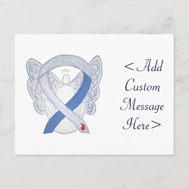 Diabetes Awareness Ribbon IDDM Angel Postcard (Front)