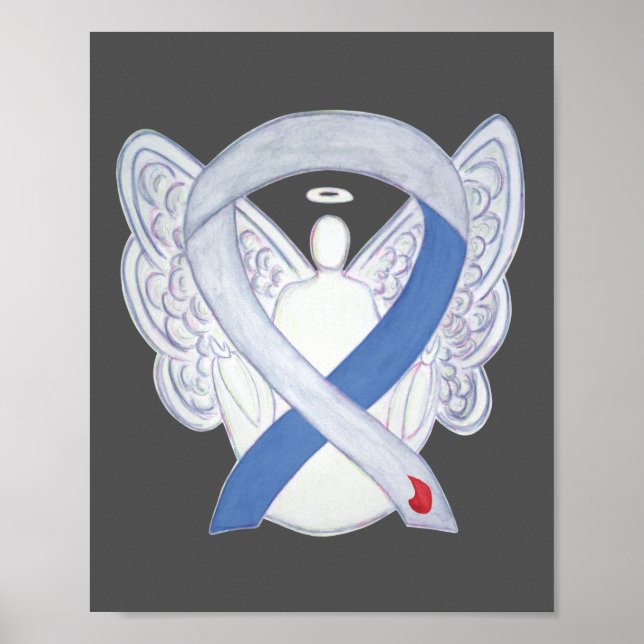 Diabetes Awareness Ribbon IDDM Angel Poster Print (Front)