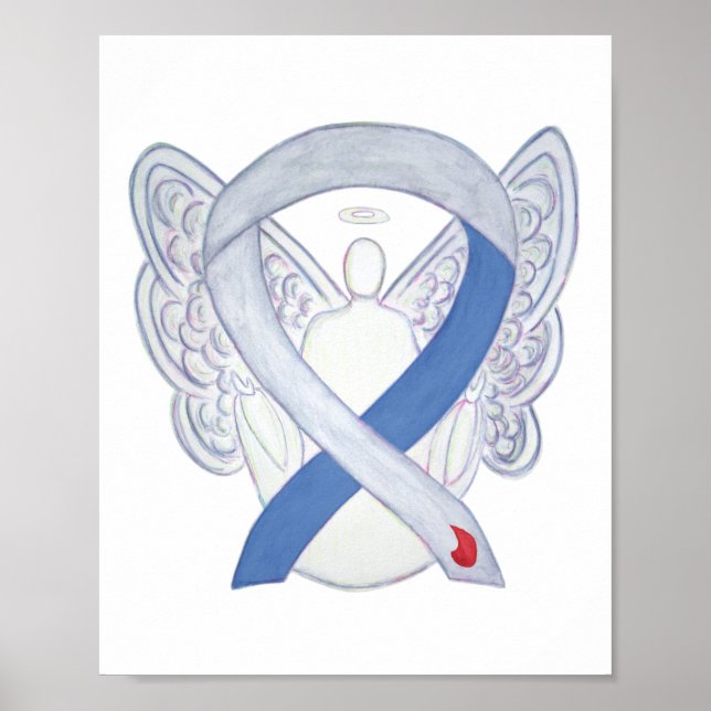 Diabetes Awareness Ribbon IDDM Angel Poster Print (Front)