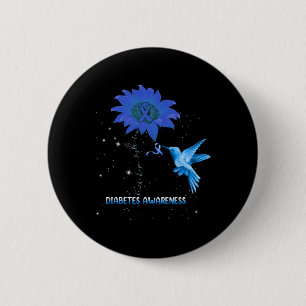 Diabetes Awareness Sunflower Lover Hummingbird Rib 2 Inch Round Button