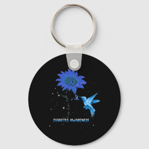 Diabetes Awareness Sunflower Lover Hummingbird Rib Keychain
