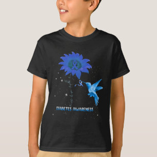 Diabetes Awareness Sunflower Lover Hummingbird Rib T-Shirt