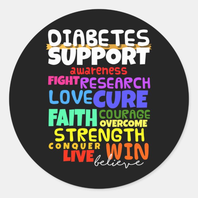 Diabetes Awareness  Support Month Walk  Classic Round Sticker (Front)