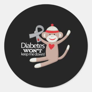 Diabetes Awareness Support Ribbon Walk Tee  Classic Round Sticker