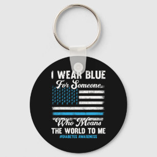 Diabetes Awareness T1d Support American Flag Blue Keychain