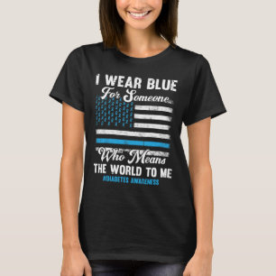Diabetes Awareness T1d Support American Flag Blue  T-Shirt