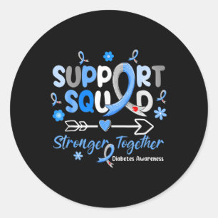 Diabetes Awareness Type 1 2 Women Kids Support Sq Classic Round Sticker