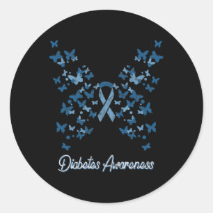 Diabetes Awareness Women's Butterfly T1 T2 Classic Round Sticker