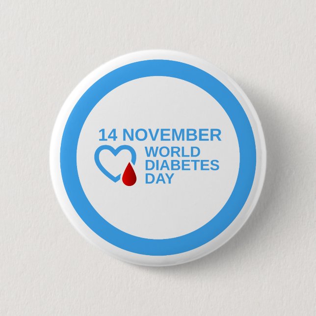 Diabetes Awareness World Diabetes Day 14 November 2 Inch Round Button (Front)