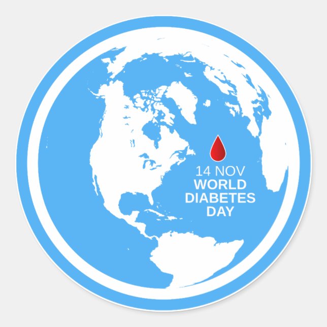 Diabetes Awareness World Diabetes Day 14 November Classic Round Sticker (Front)