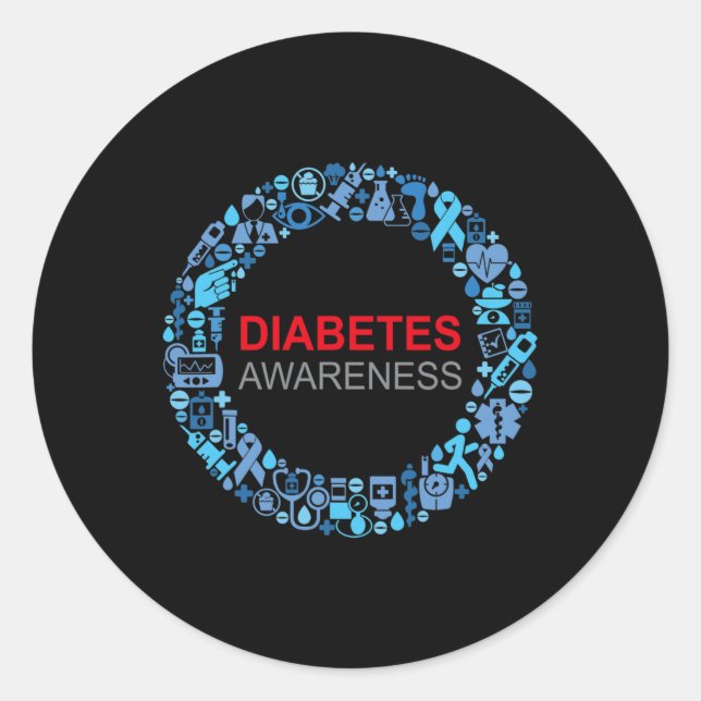 Diabetes Awareness World Diabetes Day  Classic Round Sticker (Front)