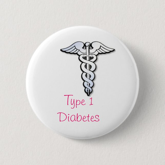 Diabetes Badge - Pink 2 Inch Round Button (Front)