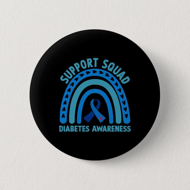 Diabetes Blue Support Squad Diabetes Awareness  2 Inch Round Button (Front)