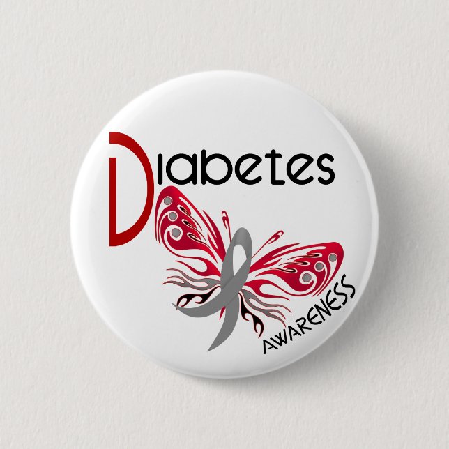 Diabetes BUTTERFLY 3 2 Inch Round Button (Front)