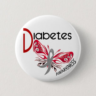 Diabetes BUTTERFLY 3 2 Inch Round Button
