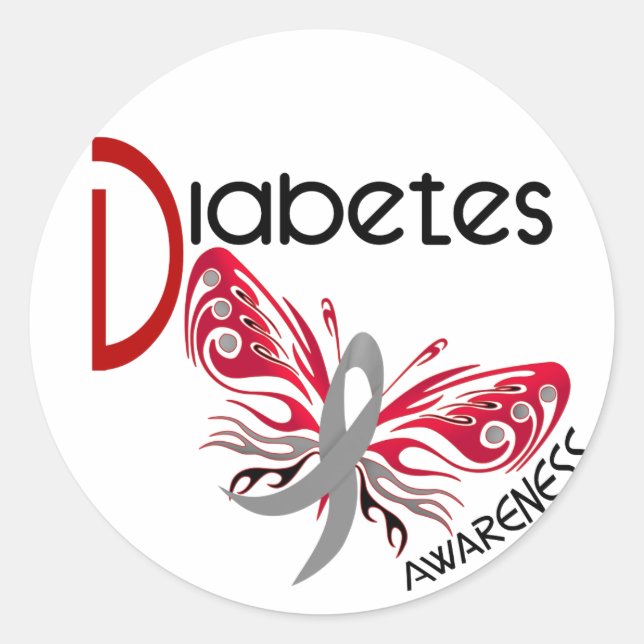 Diabetes BUTTERFLY 3 Classic Round Sticker (Front)
