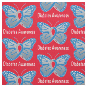 Diabetes Butterfly Awareness Ribbon Fabric