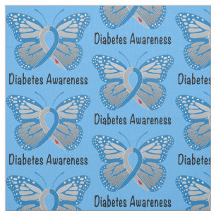 Diabetes Butterfly Awareness Ribbon Fabric