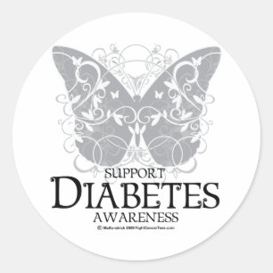 Diabetes Butterfly Classic Round Sticker