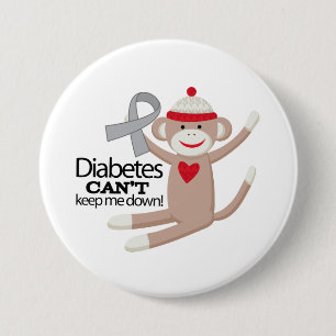 Diabetes Cant Keep Me Down Sock Monkey 3 Inch Round Button