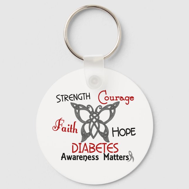 Diabetes Celtic Butterfly 3 Keychain (Front)