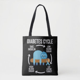 Diabetes Cycle Funny Blue Sloth Ribbon Thanksgivin Tote Bag