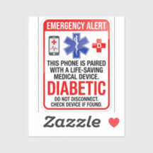 Diabetes Emergency Medical Phone Sticker