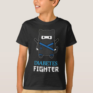 Diabetes Fighter Cat Ninja Awareness Diabetes Type T-Shirt
