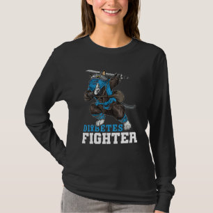 Diabetes Fighter Cat Ninja Type 1 Diabetes Awarene T-Shirt