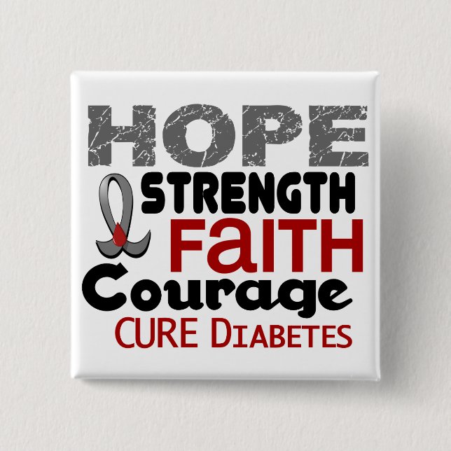 Diabetes HOPE 3 2 Inch Square Button (Front)