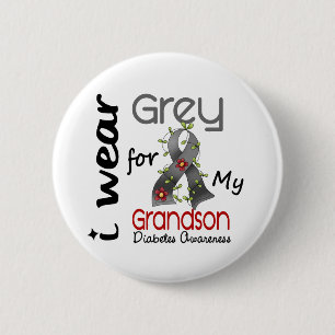 Diabetes I Wear Grey For My Grandson 43 2 Inch Round Button