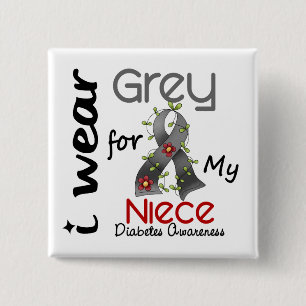 Diabetes I Wear Grey For My Niece 43 2 Inch Square Button
