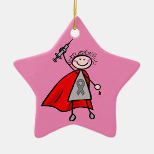 Diabetes Insulin Superhero Girl Ceramic Ornament