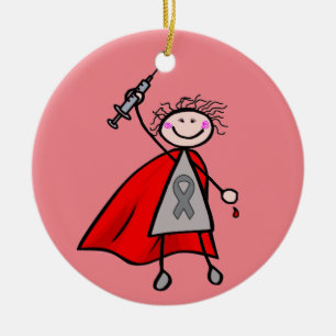 Diabetes Insulin Superhero Girl Ceramic Ornament
