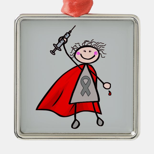 Diabetes Insulin Superhero Girl Metal Ornament (Front)