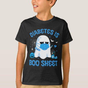 Diabetes Is Boo Sheet Blue Grey Diabetes Awareness T-Shirt