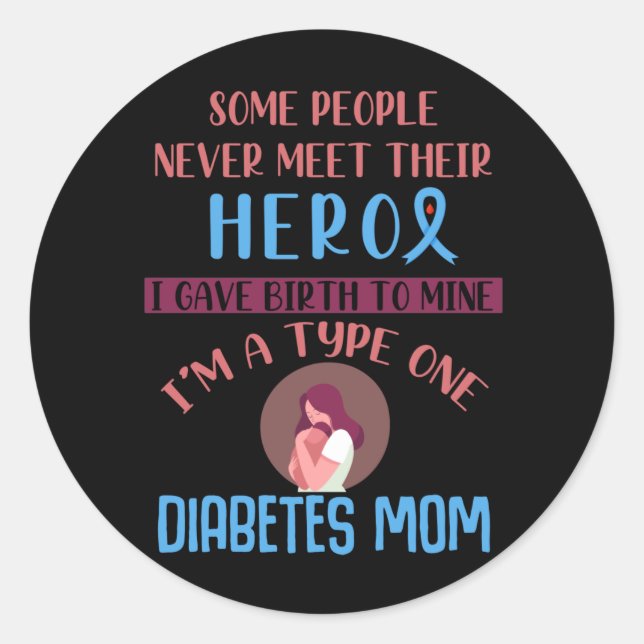Diabetes Mom Diabetic Child Awareness Classic Round Sticker (Front)