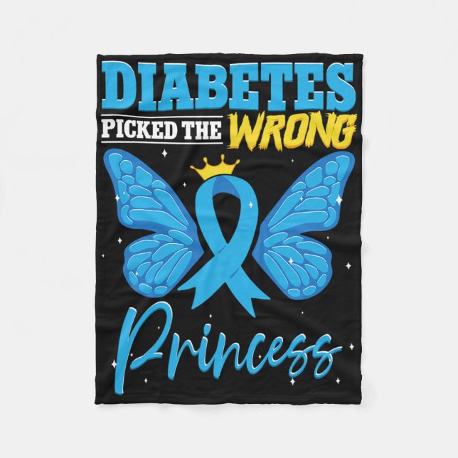 Diabetes Picked The Wrong Princess T1d Diabetes Aw Fleece Blanket (Front)