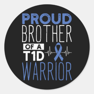 Diabetes Proud Brother Of A T1D Warrior Support Mo Classic Round Sticker