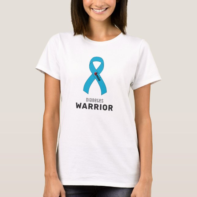 Diabetes Ribbon White T-Shirt (Front)