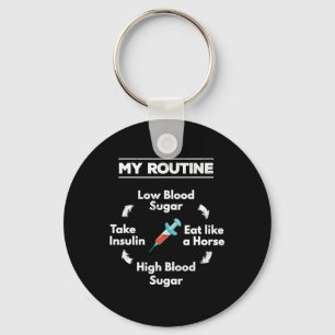Diabetes Routine Insulin Needle Low High Blood Sug Keychain