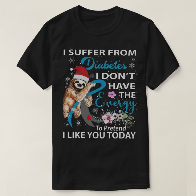 Diabetes Sloth Christmas T-Shirt (Design Front)