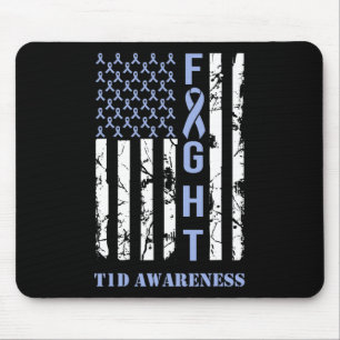 Diabetes T1d Awareness Month Fight Flag Blue Ribbo Mouse Pad