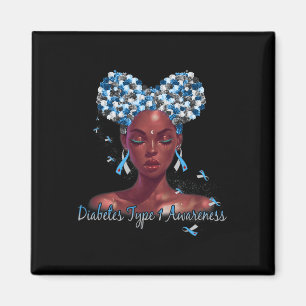 Diabetes Type 1 Awareness Blue And Grey Ribbon Gir Magnet