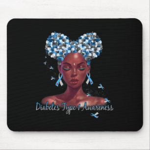 Diabetes Type 1 Awareness Blue And Grey Ribbon Gir Mouse Pad