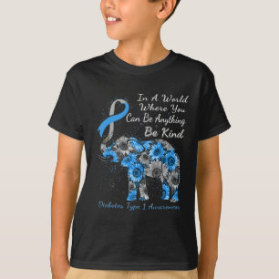 Diabetes Type 1 Awareness Sunflower Elephant Be Ki T-Shirt