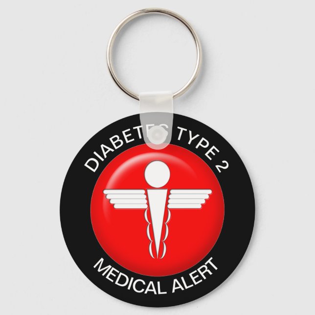 Diabetes type 2 medical alert keychain (Front)